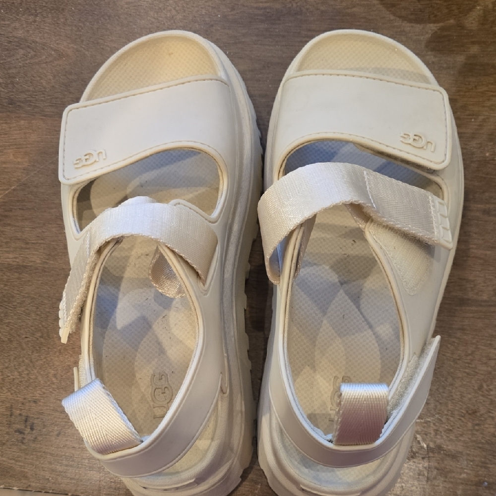 UGG White Sandals with Adjustable Straps and Cushioned Sole